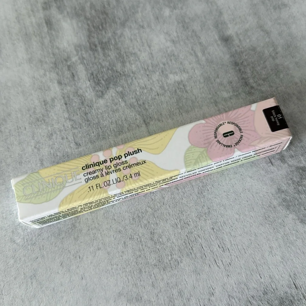 Clinique Pop Plush Creamy Lip Gloss 01 Black Honey Pop  .11 fl. oz.